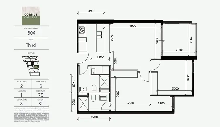 Floorplan of Homely apartment listing, 304/1256 Glen Huntly Rd, Carnegie VIC 3163