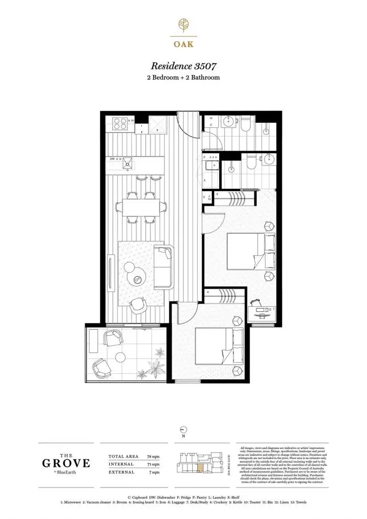 Floorplan of Homely apartment listing, 507/5 Olive York Way, Brunswick West VIC 3055