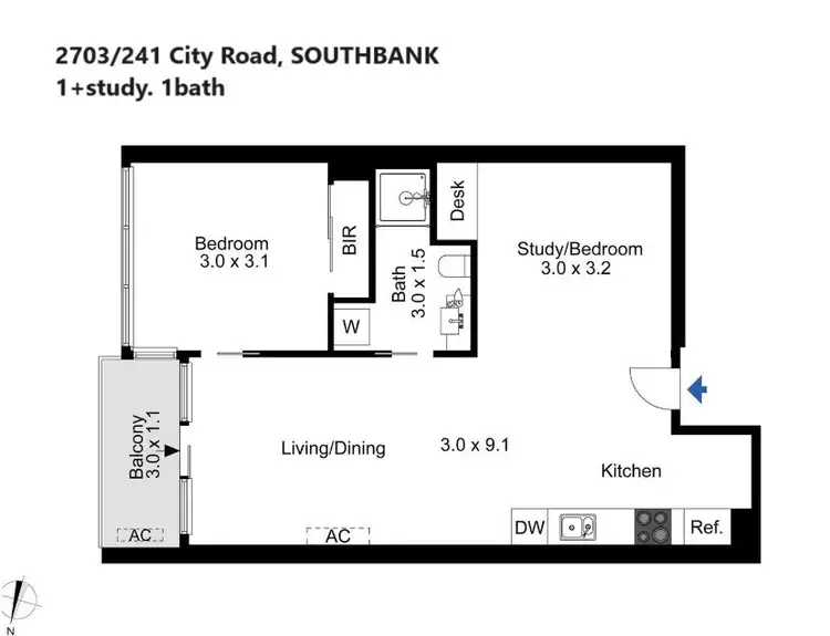 Floorplan of Homely apartment listing, 2703/241 City Road, Southbank VIC 3006