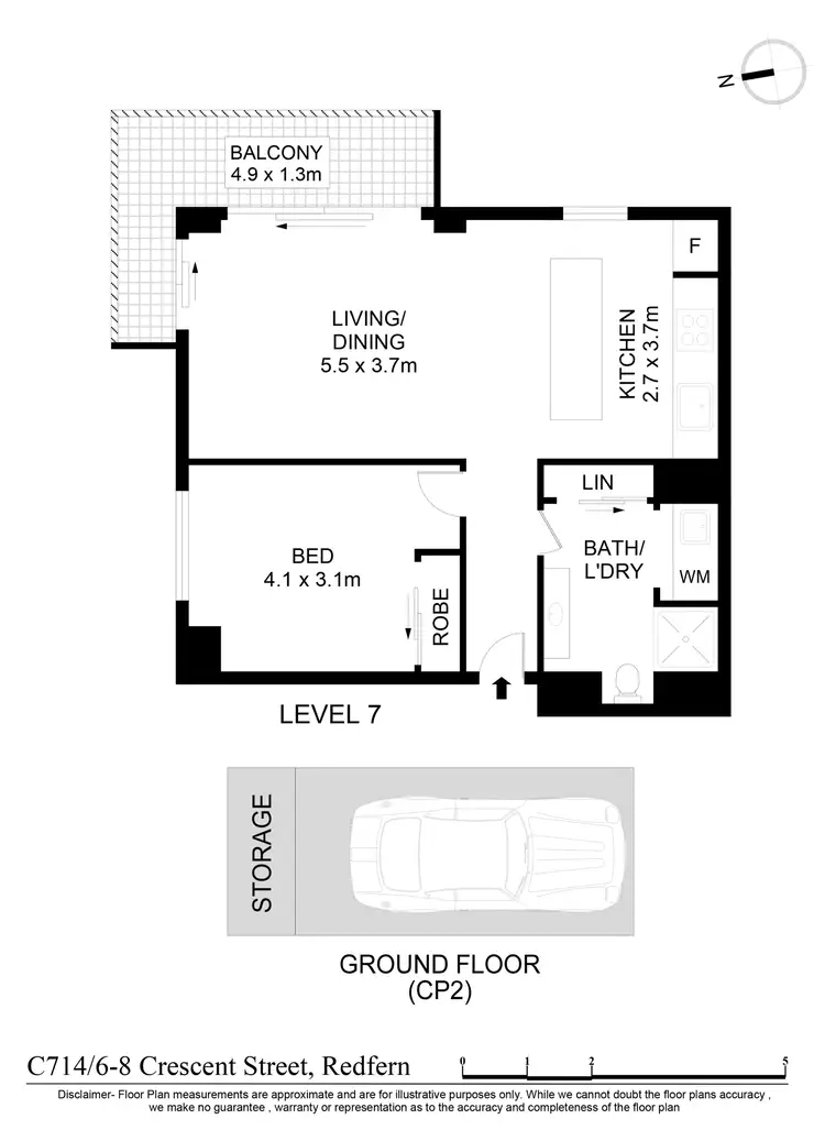 Floorplan of Homely apartment listing, 714C/6-8 Crescent Street, Redfern NSW 2016