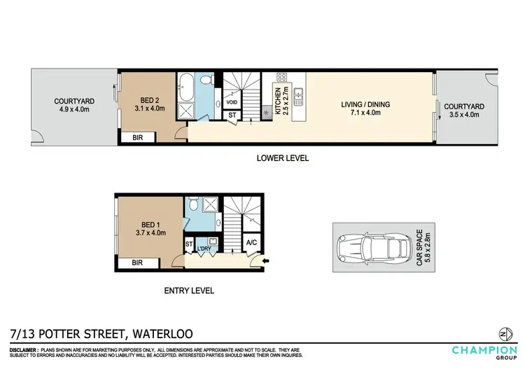 Floorplan of Homely apartment listing, 7/13 Potter St, Waterloo NSW 2017