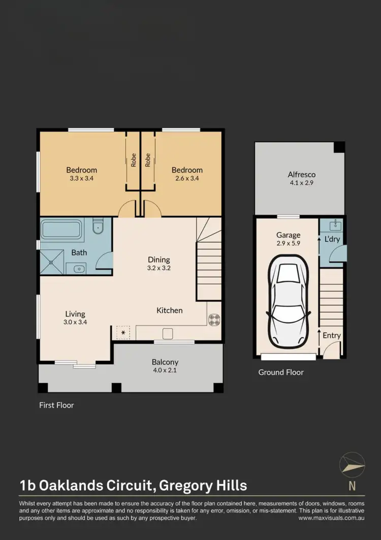Floorplan of Homely townhouse listing, 1B Oaklands Circuit, Gregory Hills NSW 2557
