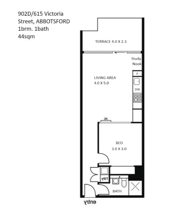 Floorplan of Homely apartment listing, 902D/615 Victoria Street, Abbotsford VIC 3067