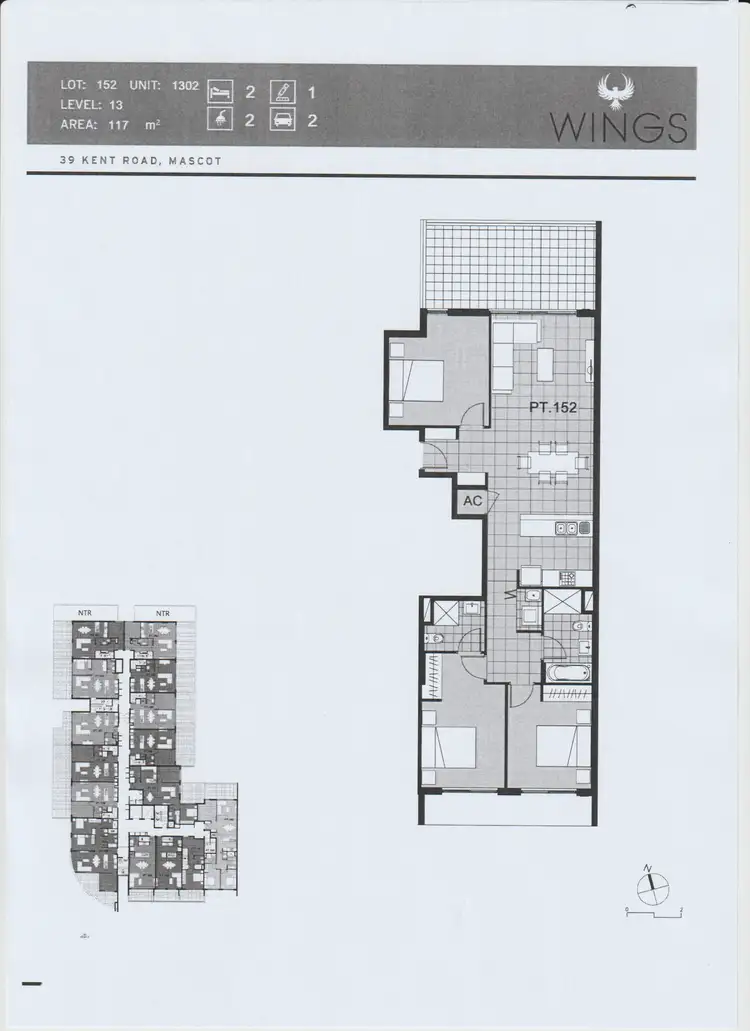 Floorplan of Homely apartment listing, 1302/39 Kent Road, Mascot NSW 2020