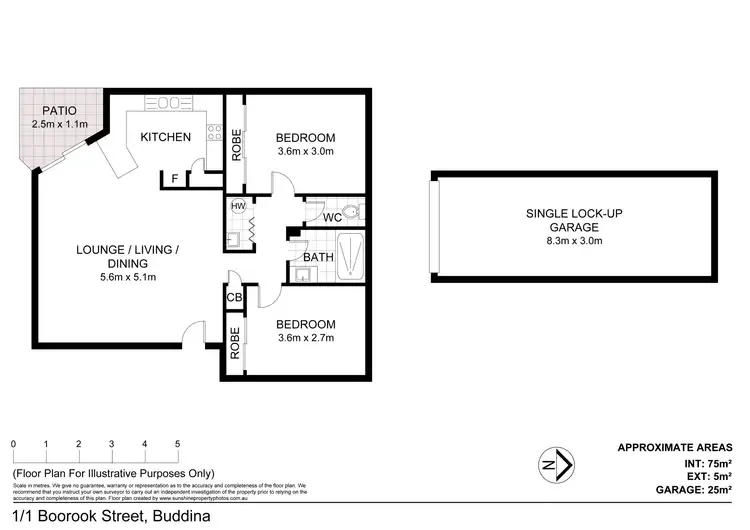 Floorplan of Homely unit listing, 1/1 Boorook Street, Buddina QLD 4575