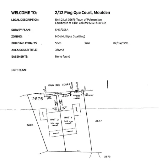 Floorplan of Homely semi-detached listing, 2/12 Ping Que Court, Moulden NT 830