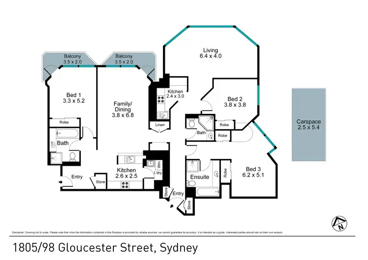 Floorplan of Homely apartment listing, 1805/98 Gloucester St, The Rocks NSW 2000