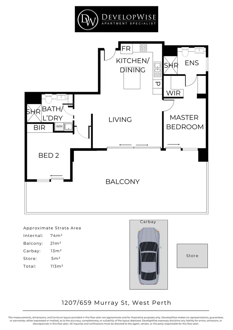 Floorplan of Homely apartment listing, 1207/659 Murray Street, West Perth WA 6005