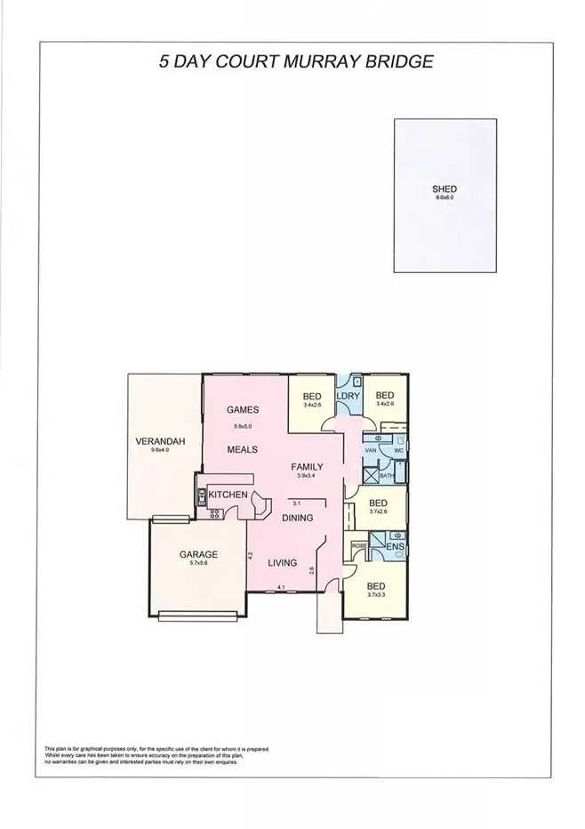 Floorplan of Homely house listing, 5 Day Court, Murray Bridge SA 5253