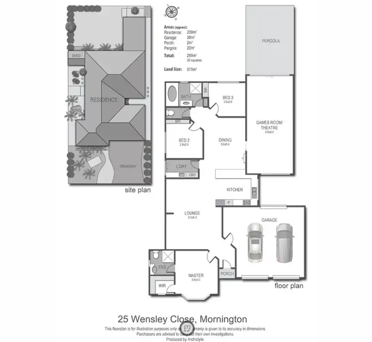 Floorplan of Homely house listing, 25 Wensley Close, Mornington VIC 3931