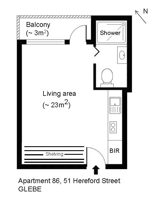 Floorplan of Homely apartment listing, 86/51 Hereford Street, Glebe NSW 2037