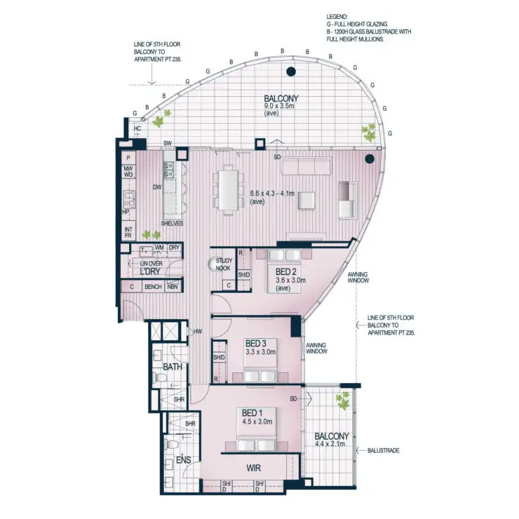 Floorplan of Homely apartment listing, 805/3 Mends Street, South Perth WA 6151