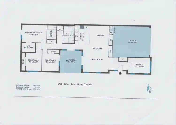 Floorplan of Homely villa listing, 1/11 Hackney Court, Upper Coomera QLD 4209