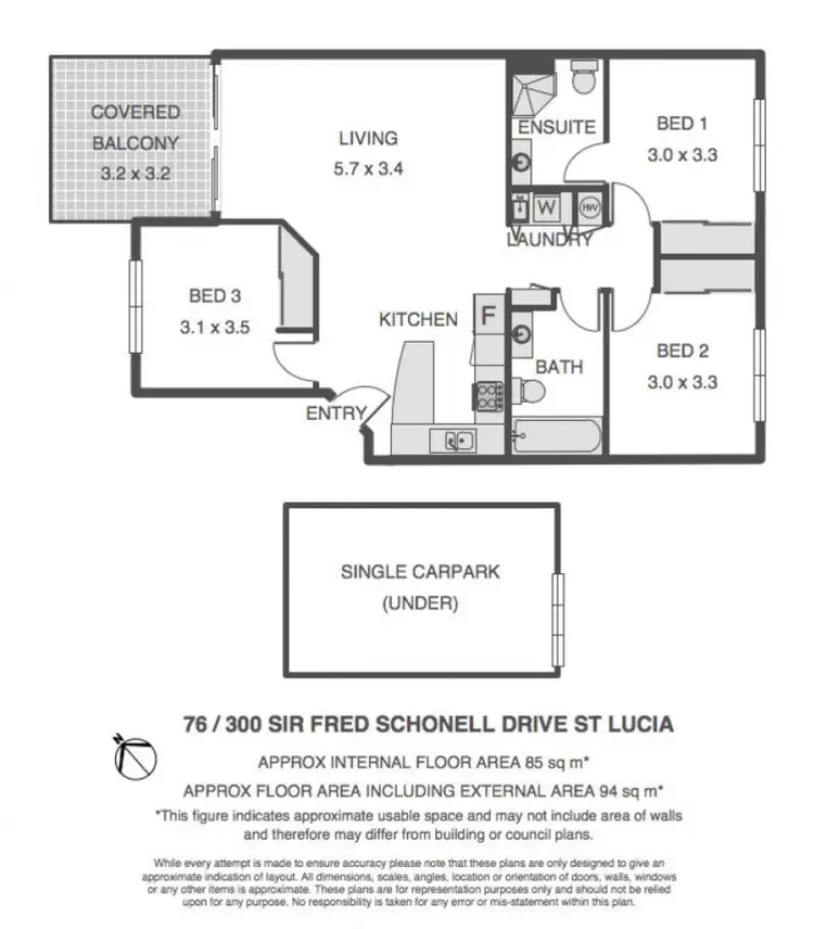 Floorplan of Homely apartment listing, 76/300 Sir Fred Schonell Drive, St Lucia QLD 4067