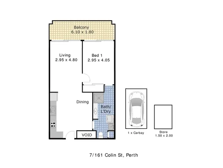 Floorplan of Homely apartment listing, 7E/161 Colin Street, West Perth WA 6005