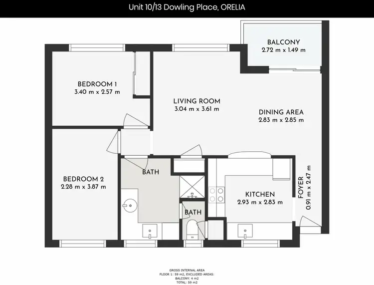Floorplan of Homely apartment listing, 10/13 Dowling Place, Orelia WA 6167