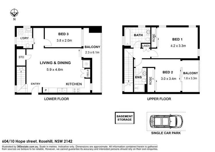 Floorplan of Homely apartment listing, 604/10 Hope St, Rosehill NSW 2142