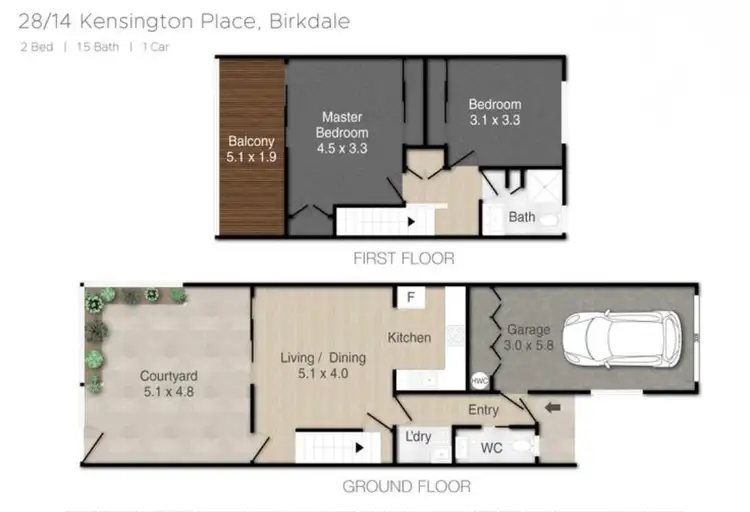 Floorplan of Homely townhouse listing, 28/14 Kensington Place, Birkdale QLD 4159
