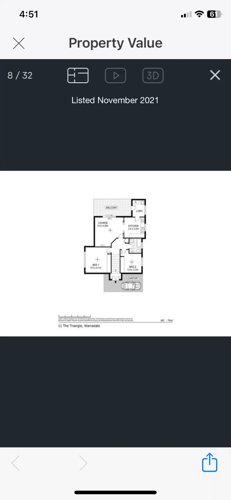 Floorplan of Homely apartment listing, 11 The Triangle, Warradale SA 5046