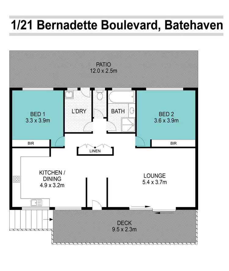 Floorplan of Homely unit listing, 1/21 Bernadette Boulevard, Batemans Bay NSW 2536
