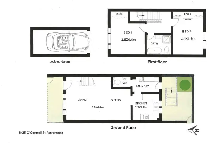 Floorplan of Homely townhouse listing, 8/25-29 O'Connell St, Parramatta NSW 2150