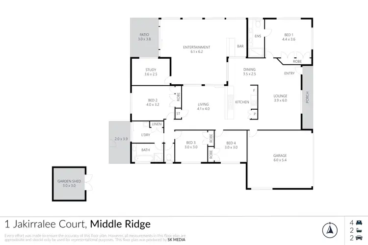 Floorplan of Homely house listing, 1 Jakirralee Ct, Middle Ridge QLD 4350