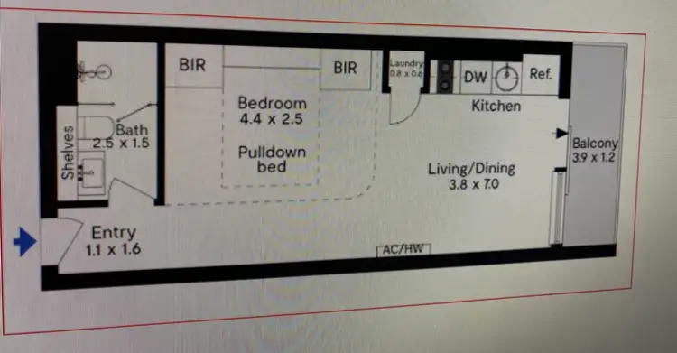 Floorplan of Homely studio listing, 215/32 Bray Street, South Yarra VIC 3141
