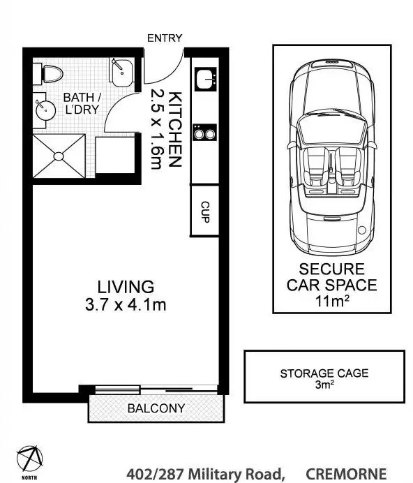 Floorplan of Homely apartment listing, 402/287 Military road, Cremorne NSW 2090