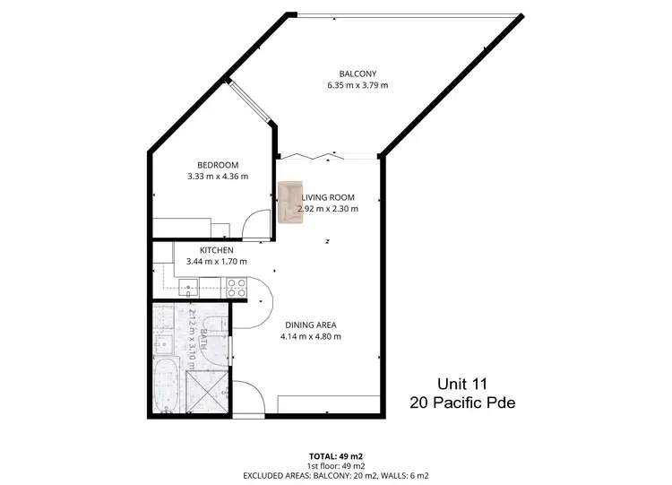 Floorplan of Homely apartment listing, 11/20-21 Pacific Parade, Lennox Head NSW 2478