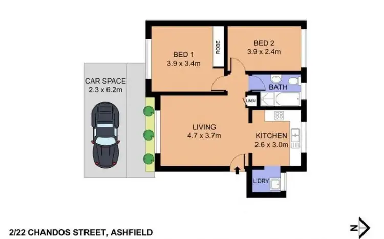 Floorplan of Homely unit listing, 2/22 Chandos St, Ashfield NSW 2131