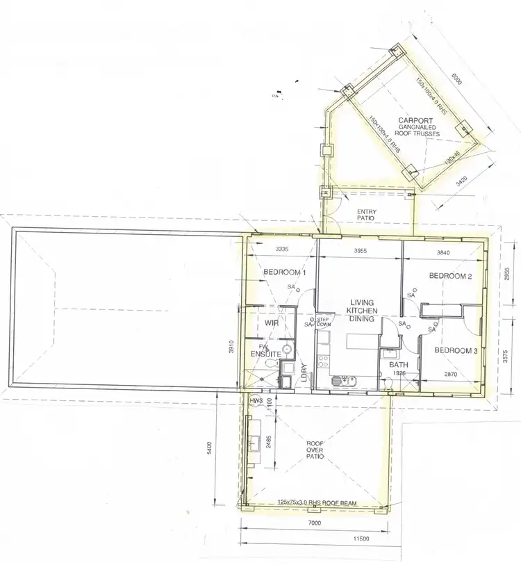 Floorplan of Homely semi-detached listing, 1/2 Ormsby Close, Whitfield QLD 4870