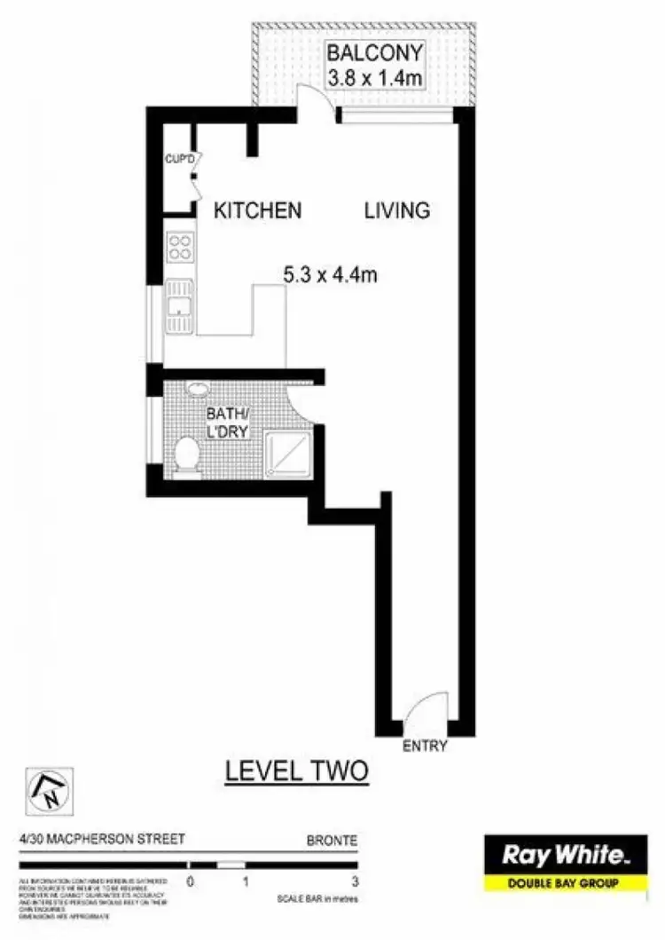 Floorplan of Homely studio listing, 4/30-32 Macpherson St, Bronte NSW 2024