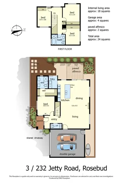 Floorplan of Homely townhouse listing, 3/232 Jetty Road, Rosebud VIC 3939