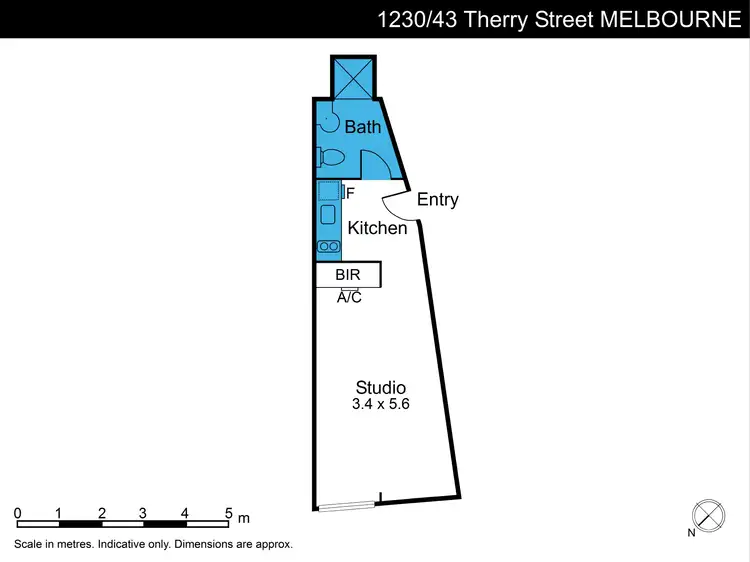 Floorplan of Homely studio listing, 1230/43 Therry St, Melbourne VIC 3000