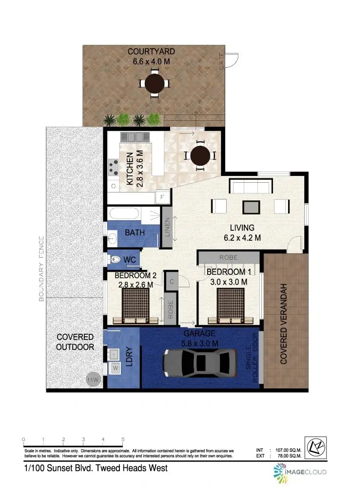 Floorplan of Homely semi-detached listing, 1/100 Sunset Boulevard, Tweed Heads West NSW 2485