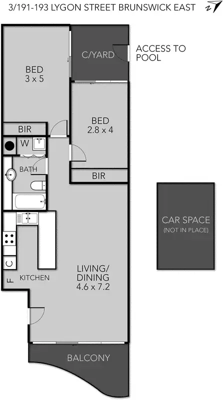 Floorplan of Homely apartment listing, 3/191-193 Lygon St, Brunswick East VIC 3057