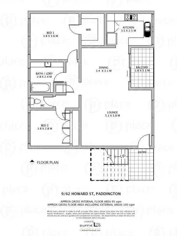 Floorplan of Homely apartment listing, 9/62 Howard Street, Paddington QLD 4064