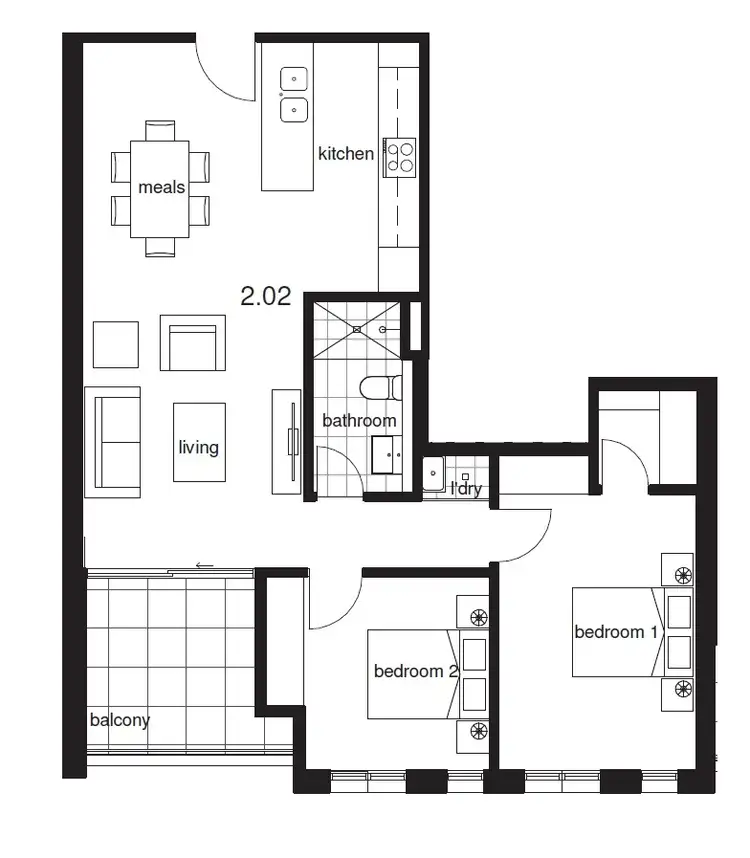 Floorplan of Homely apartment listing, 202/45 Rose Street, Fitzroy VIC 3065