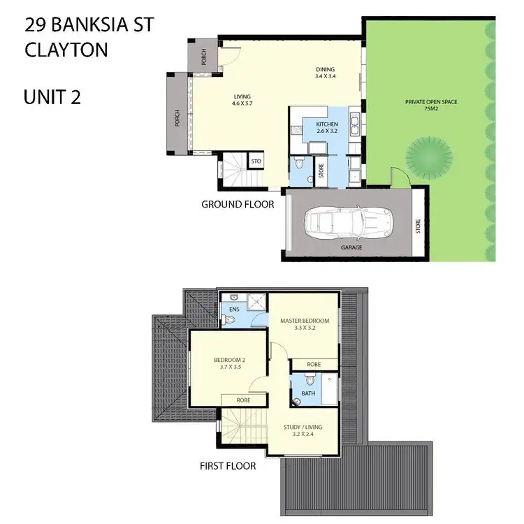 Floorplan of Homely townhouse listing, 2/29 Banksia Street, Clayton VIC 3168
