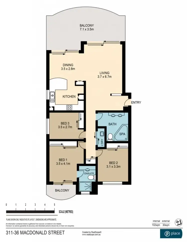 Floorplan of Homely apartment listing, 311/36 Macdonald Street, Kangaroo Point QLD 4169