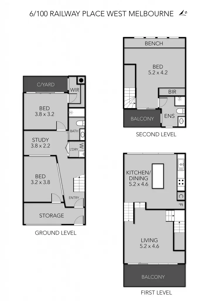 Floorplan of Homely townhouse listing, 6/100 Railway Place, West Melbourne VIC 3003