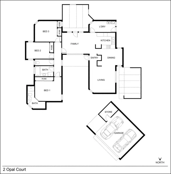 Floorplan of Homely house listing, 2 OPAL COURT, Wodonga VIC 3690
