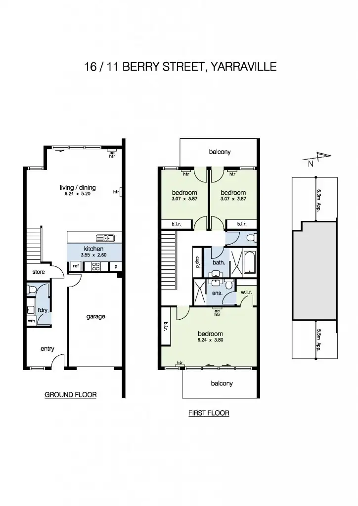 Floorplan of Homely townhouse listing, 16/11 Berry Street, Yarraville VIC 3013