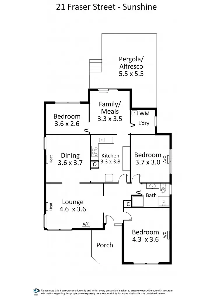 Floorplan of Homely house listing, 21 Fraser Street, Sunshine VIC 3020