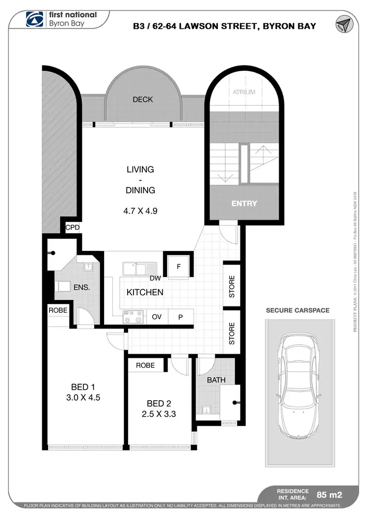 Floorplan of Homely unit listing, B3/62-64 Lawson Street, Byron Bay NSW 2481