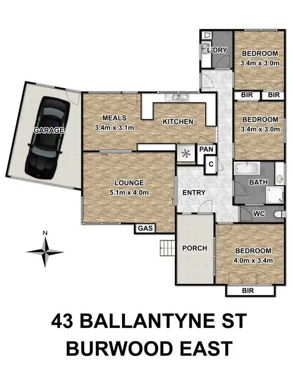 Floorplan of Homely house listing, 43 Ballantyne Street, Burwood East VIC 3151