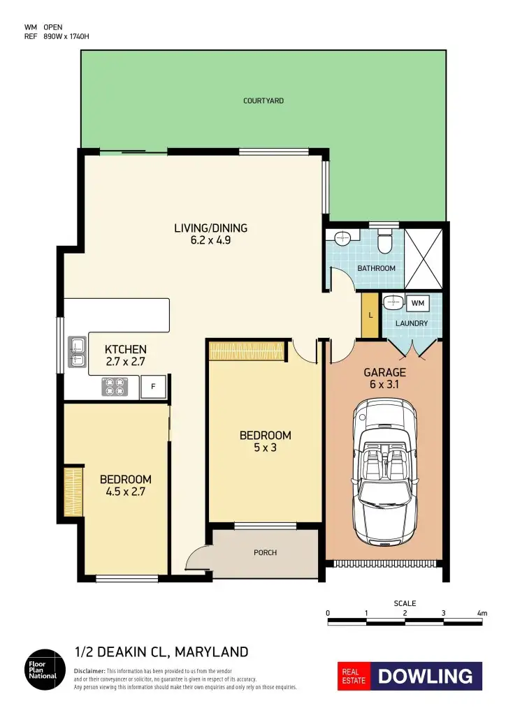 Floorplan of Homely semi-detached listing, 1/2 Deakin Close, Maryland NSW 2287