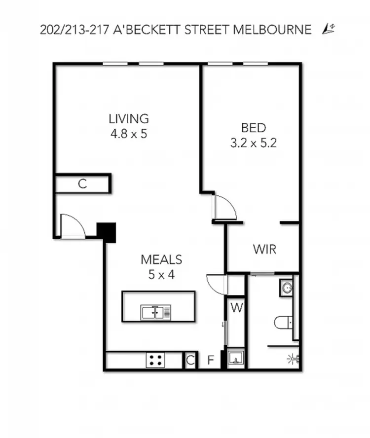 Floorplan of Homely apartment listing, 202/217 A'beckett Street, Melbourne VIC 3000