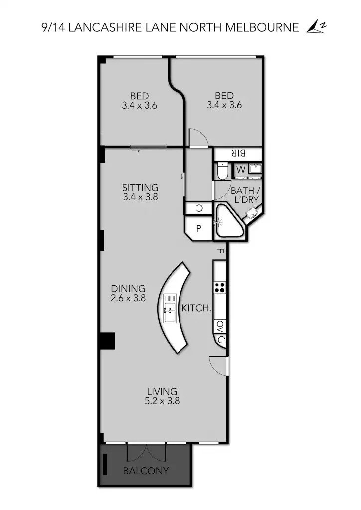 Floorplan of Homely apartment listing, 9/14 Lancashire Lane, North Melbourne VIC 3051