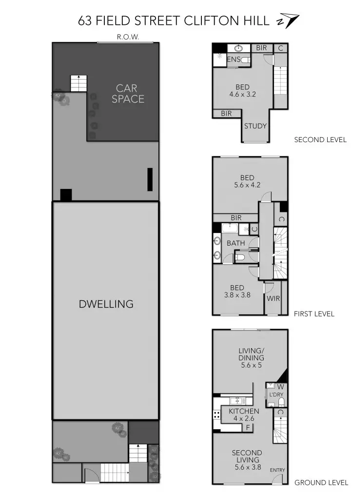 Floorplan of Homely townhouse listing, 63 Field Street, Clifton Hill VIC 3068